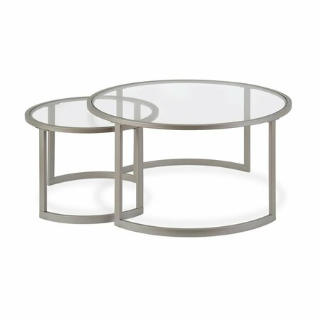 HUDSON & CANAL Henn Hart Mitera Satin Nickel Nesting Coffee Table Set - 18.5 x 36 x 36 in. CT0154